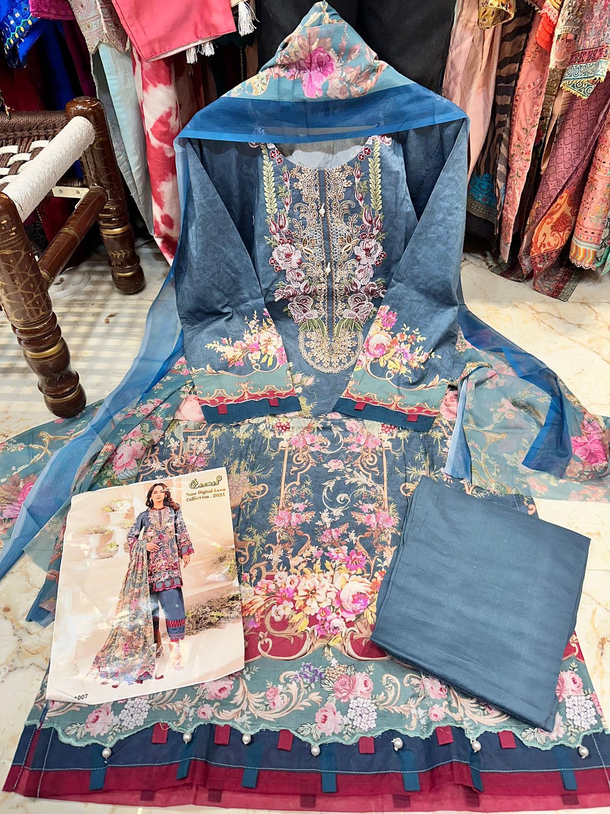 LAWN COTTON HEAVY EMBROIDERED DRESS