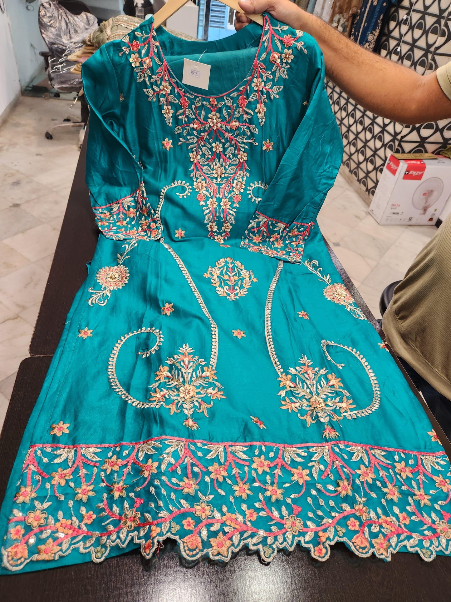 SOFT HEAVY SILK EMBROIDERED DRESS ( PACK OF 4 )