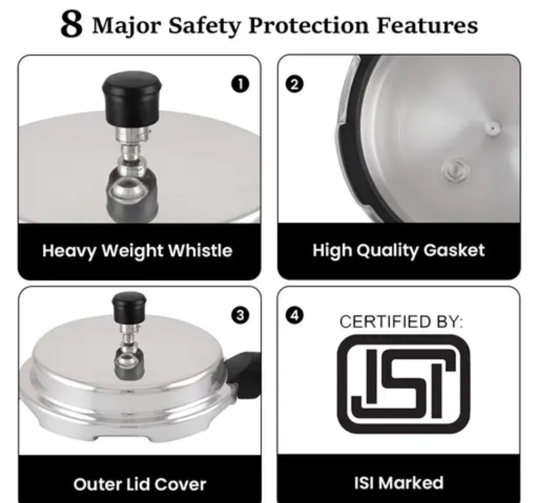 ALUMINIUM 2 LITER PRESSURE COOKER WITH OUTER LID