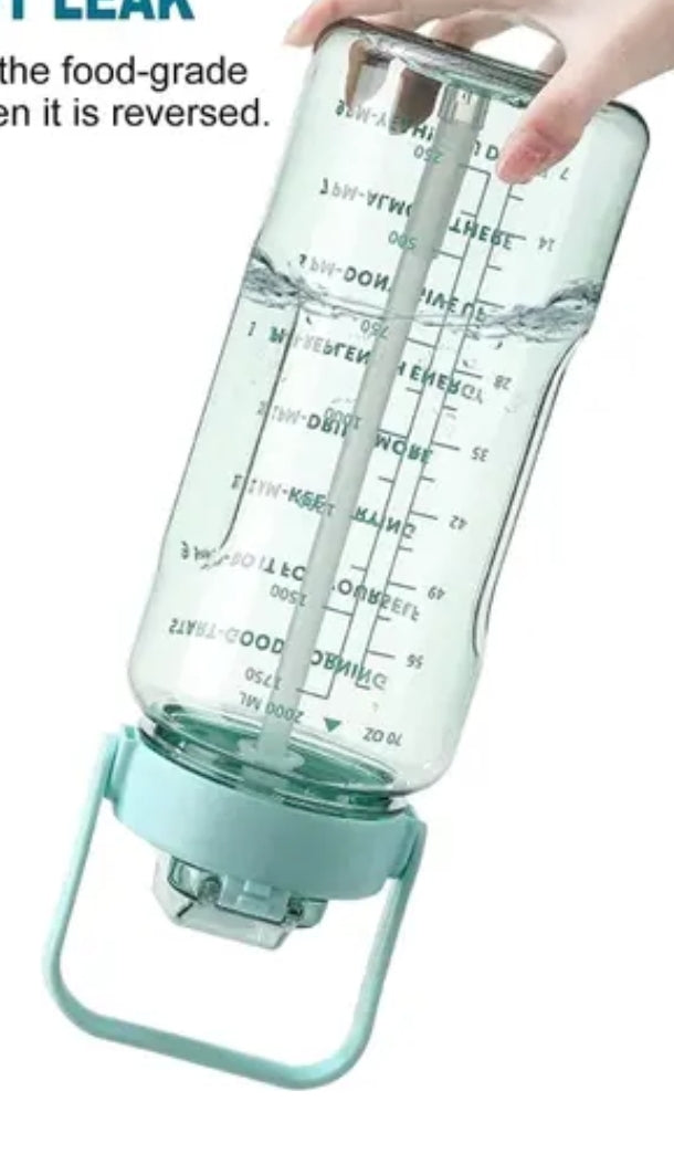 2 LT CAPACITY BELT STRAW TRANSPARENT MOTIVATIONAl WATER BOTTLE