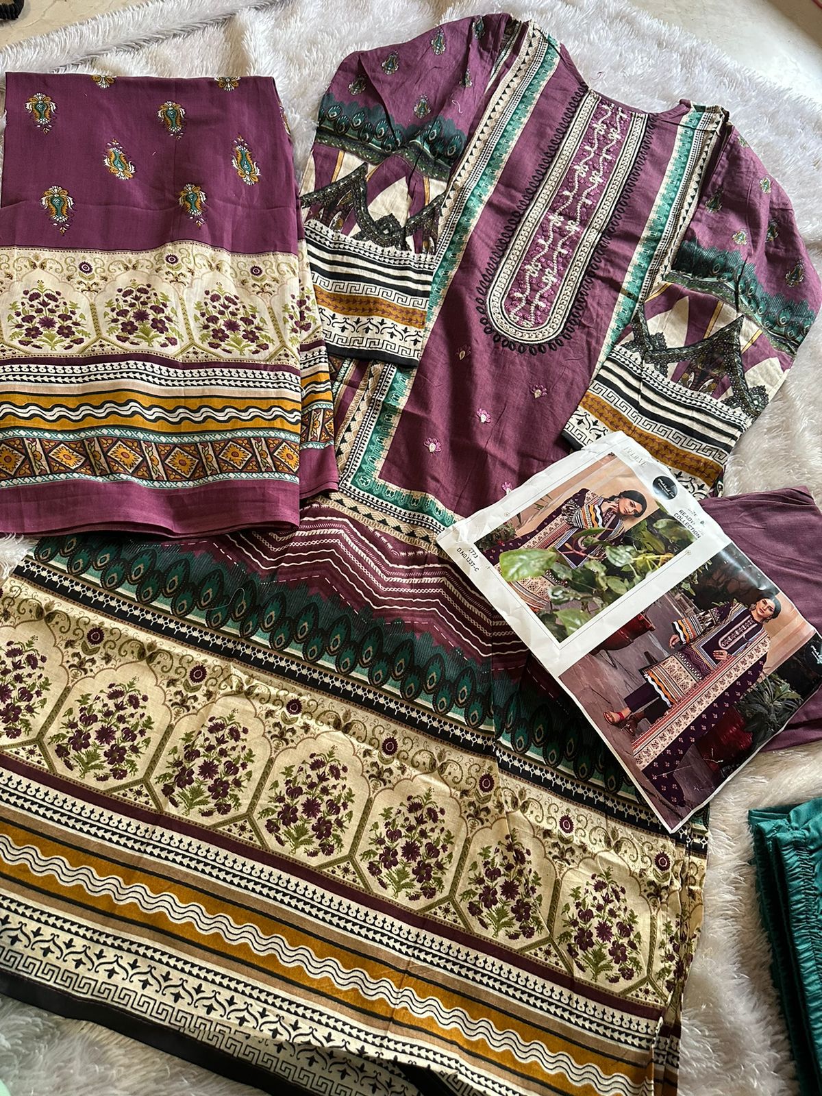DESIGNER HEAVY LAWN COTTON DRESS ( PACK OF 4 )