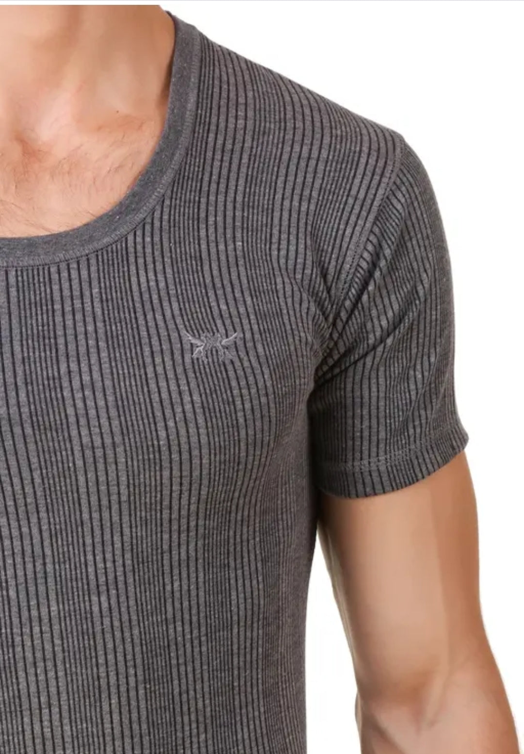 MENS WINTER WARMER ROUND NECK HALF SLEEVE CHARCOAL GREY