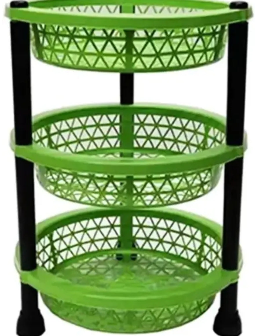 RACK PLASTIC 3 LAYER VEGETABLE AND FRUIT TROLLEY
