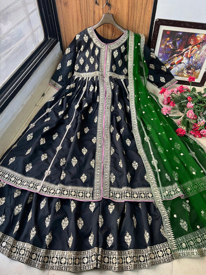 HEAVY TAFFET SILK PAKISTANI DRESS