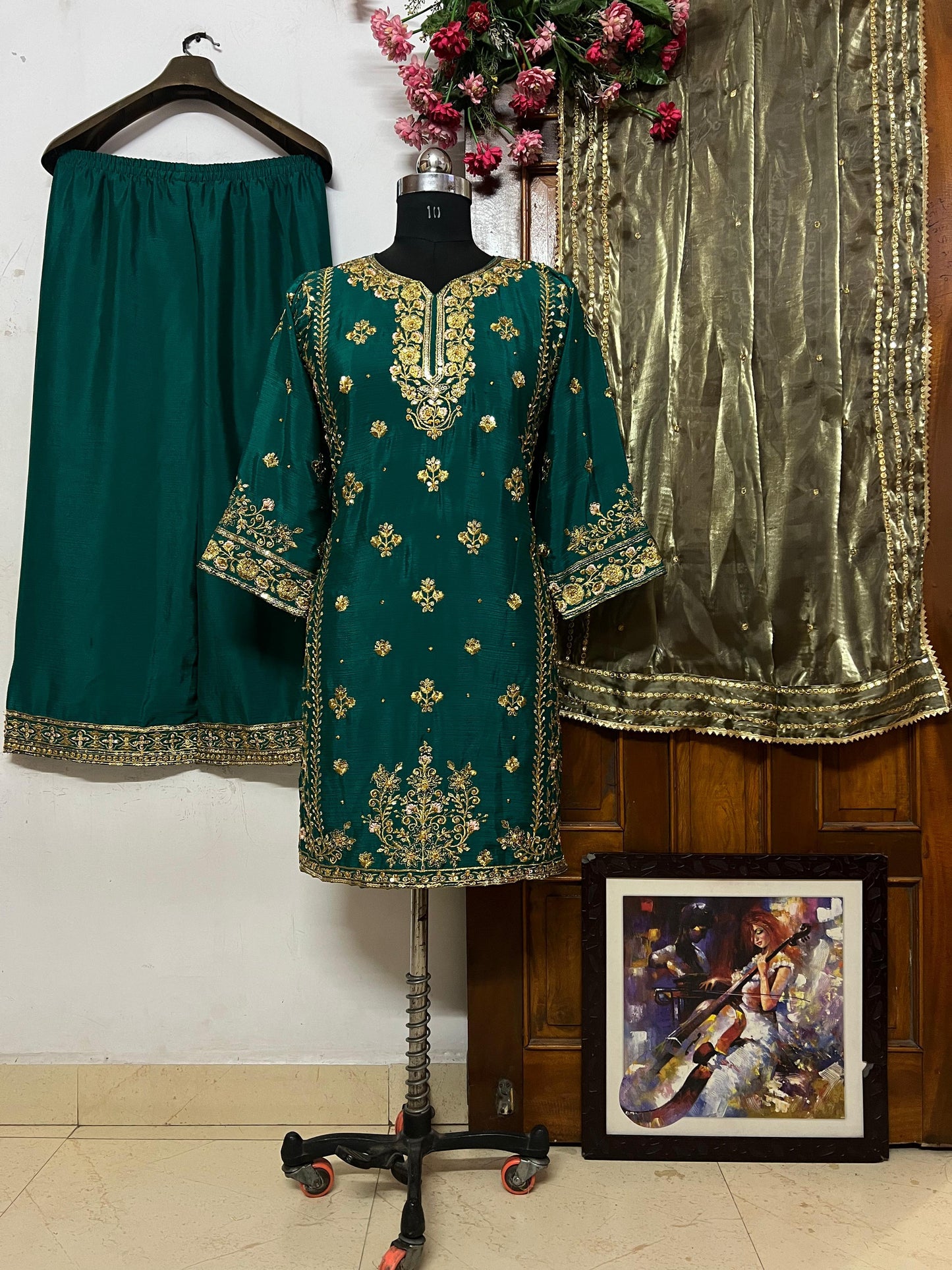 INDIAN HEAVY CHINON SILK PAKISTANI DRESS