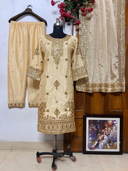 DESIGNER HEAVY CHINON SILK PAKISTANI SUITE