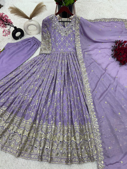 HEAVY PURE CHINNON SILK PAKISTANI DRESS