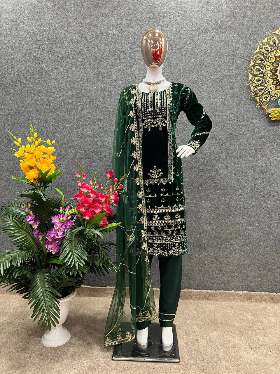 DESIGNER VISCOSE VELVET PAKISTANI DRESS