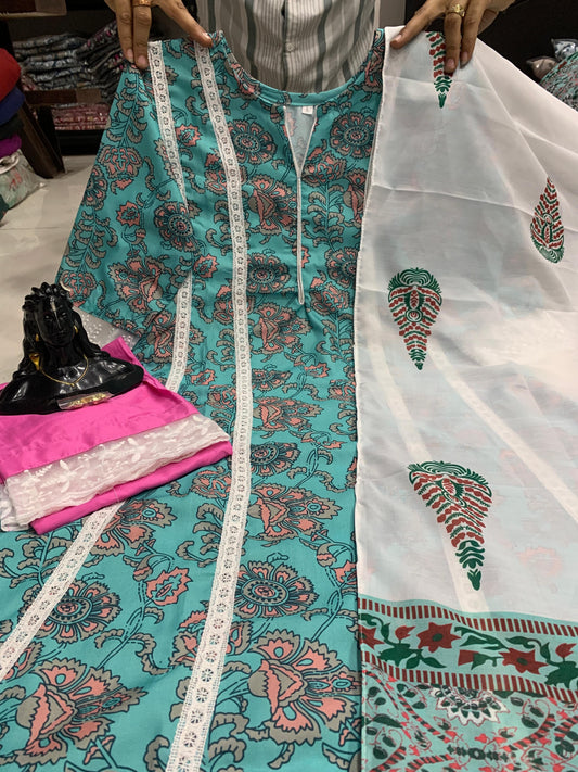 PURE COTTON EMBROIDERED BORDER DRSS