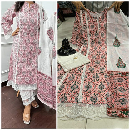 PURE COTTON EMBROIDERED BORDER DRSS