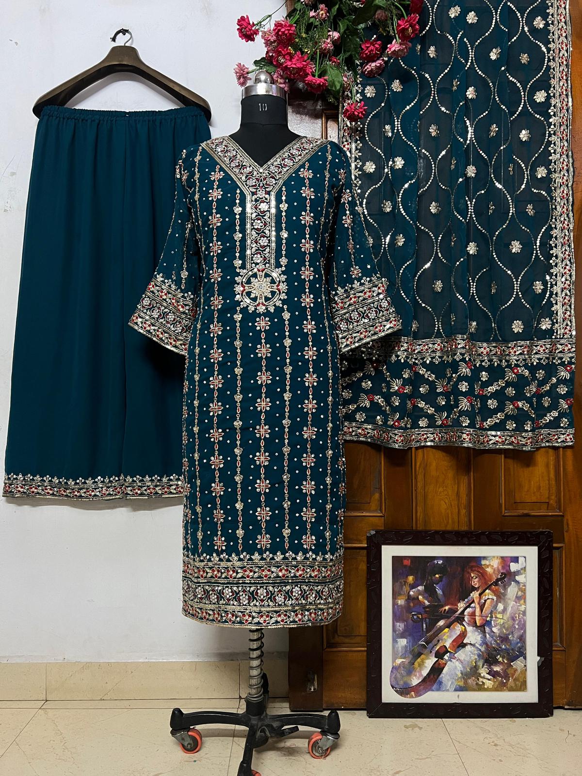 HEAVY GEORGETTE WITH SEQUENCE WORK DRESS