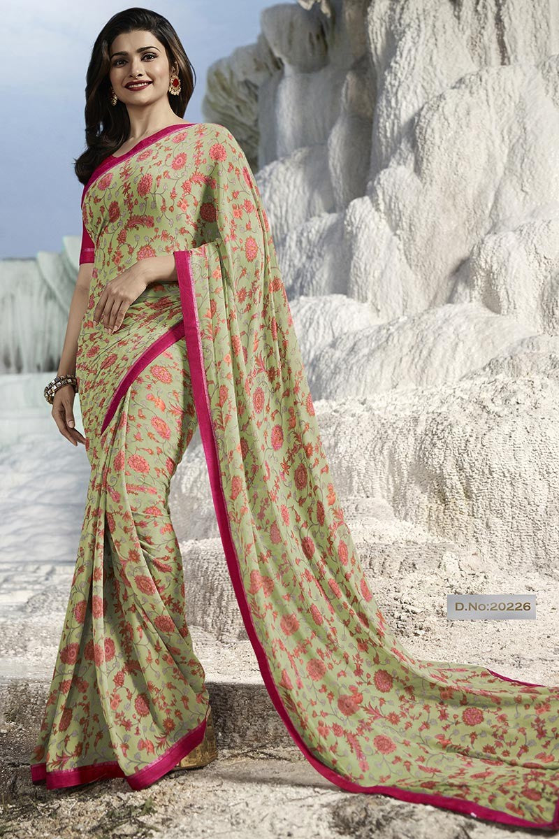 SOFT GEORGETTE BEAUTIFUL BORDER SAREE ( PACK OF 10)