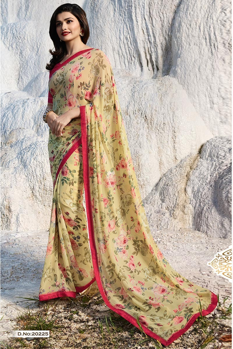 SOFT GEORGETTE BEAUTIFUL BORDER SAREE ( PACK OF 10)