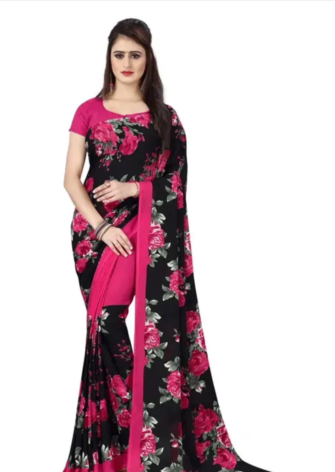 WOMEN BEAUTIFUL FLOWER PRINTED SAREE