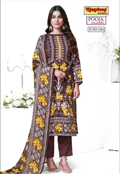 WOMEN PRINTED SILK  SUIT & DRESS MATERIAL WITH DUPATTA