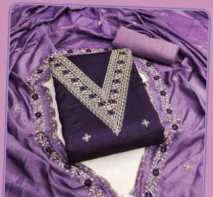 WOMEN/ GIRLS PURE COTTON PRINTED UNSTITCHED SUIT WITH LACE