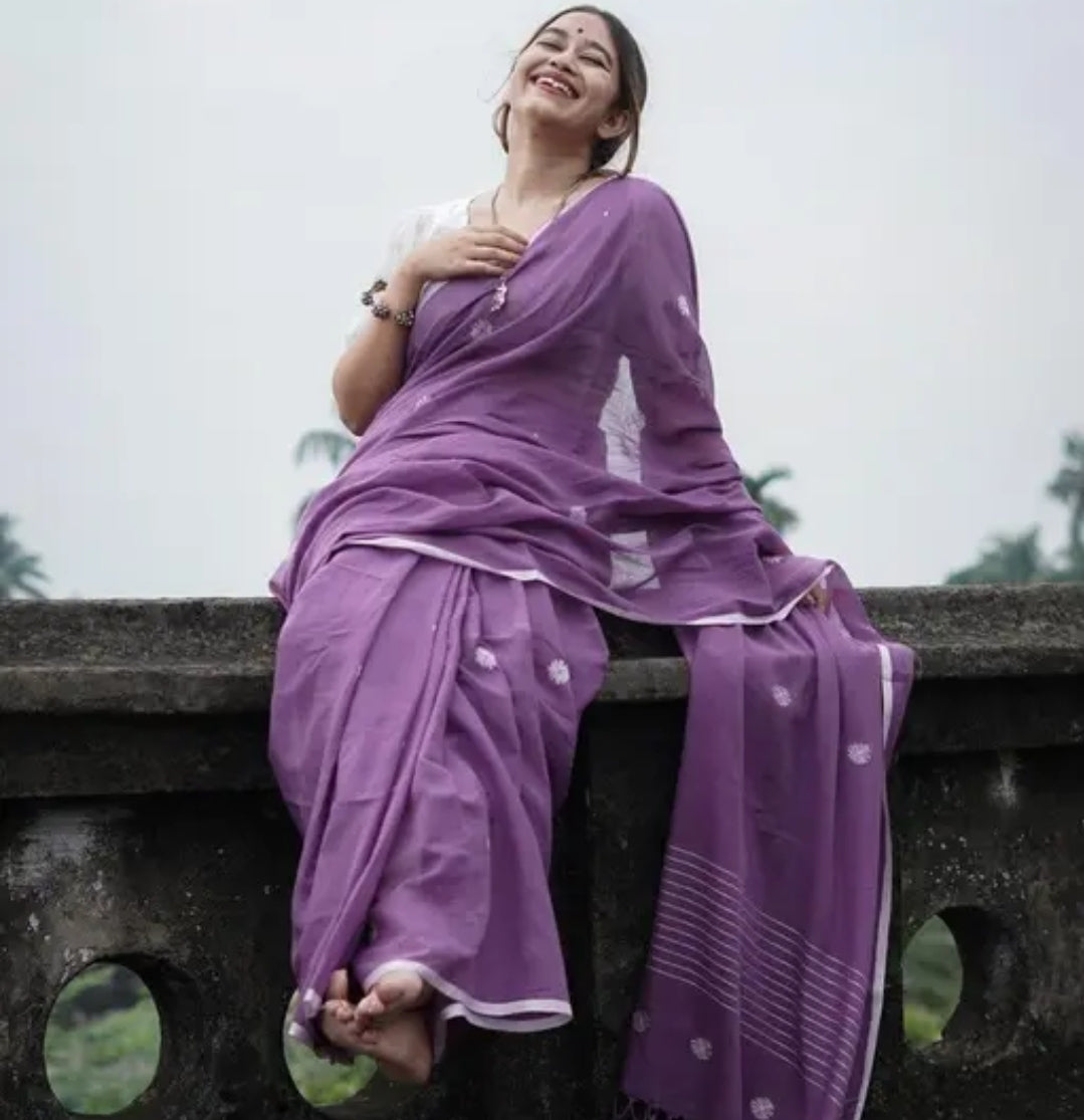 WOMEN LATEST DESIGNERS PRINTED COTTON SAREE WITH BLOUSE