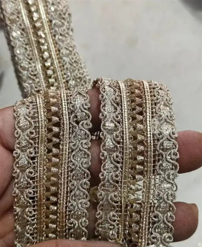 UNIQUE PATTERN WATER COLOR LACE 8.5M GOTA PATTI INDIAN WOMEN SARE SUIT LACE