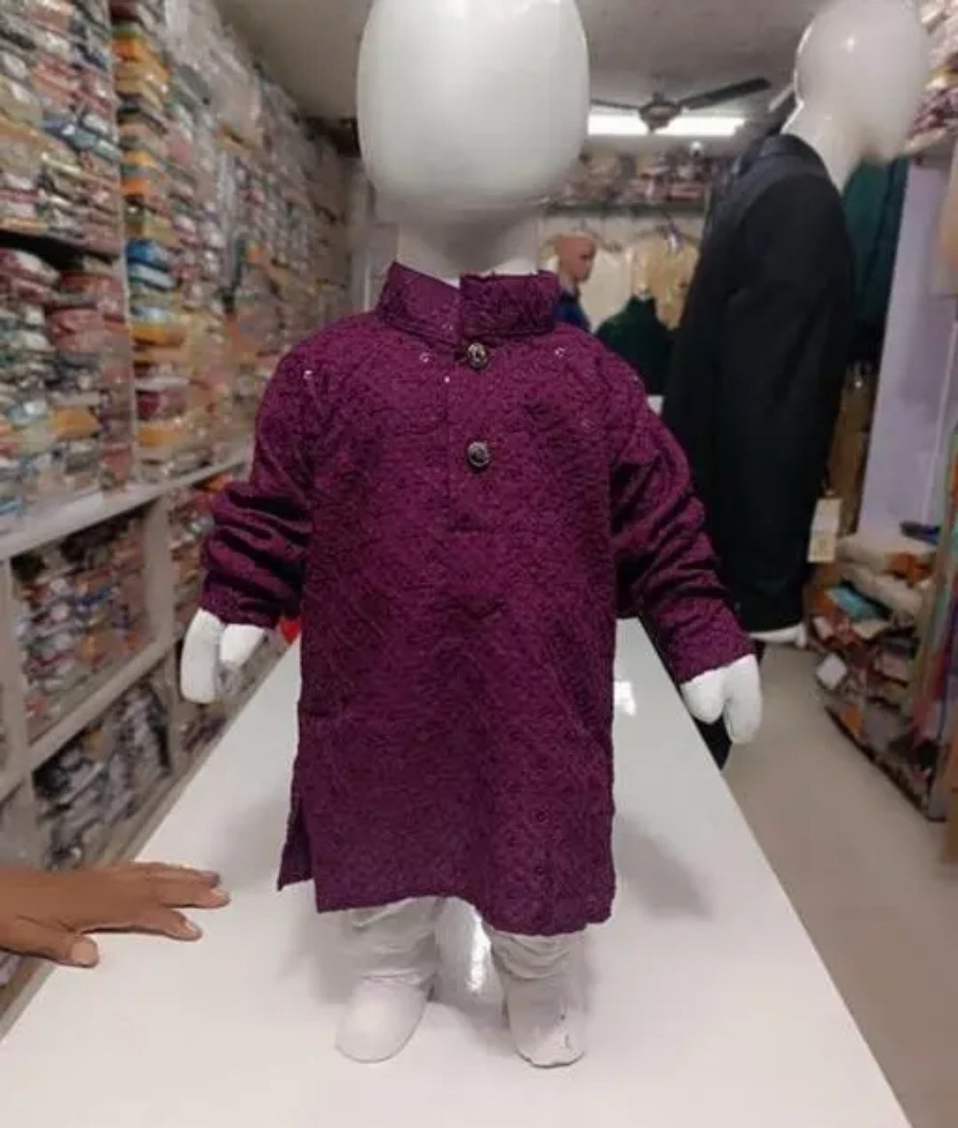 KIDS BEAUTIFUL MIRROR WORK KAURTA SET WITH PAJMA