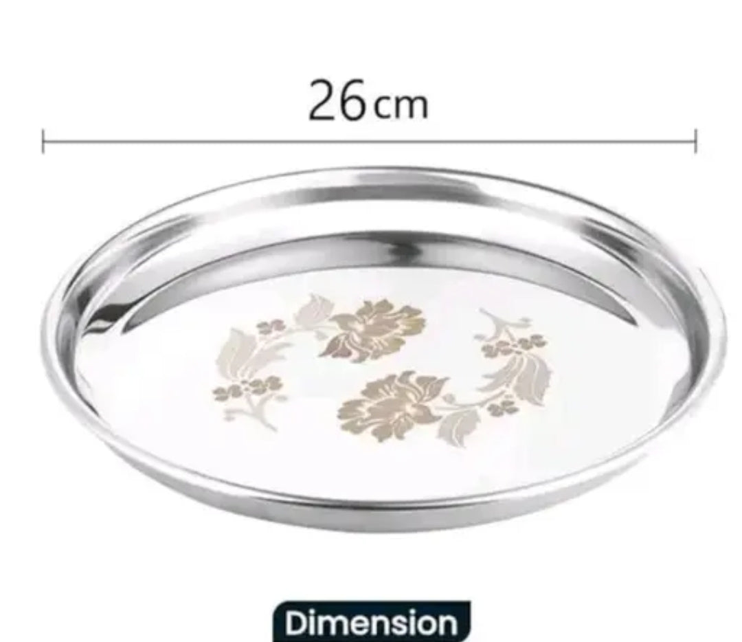 PLATE STAINLESS STEEL FOR LUNCH AND DINNER PRINTED BIG SIZE STEEL (1  pics )