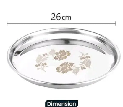 PLATE STAINLESS STEEL FOR LUNCH AND DINNER PRINTED BIG SIZE STEEL (1  pics )