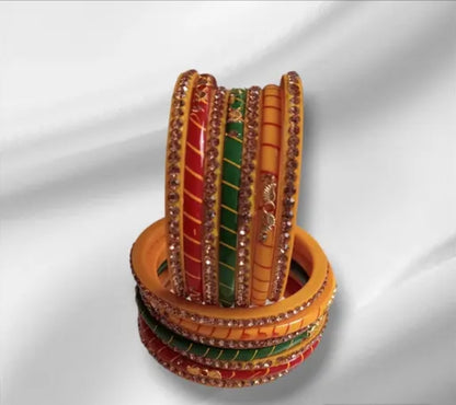 WOMEN INDIAN PLASTIC BANGLE SET  BEAUTIFUL WORK