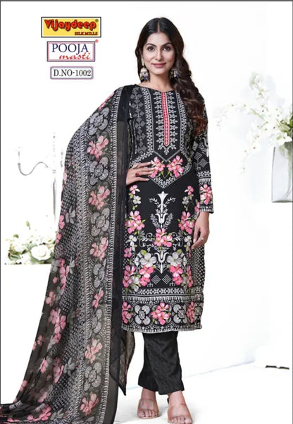 WOMEN PRINTED SILK  SUIT & DRESS MATERIAL WITH DUPATTA