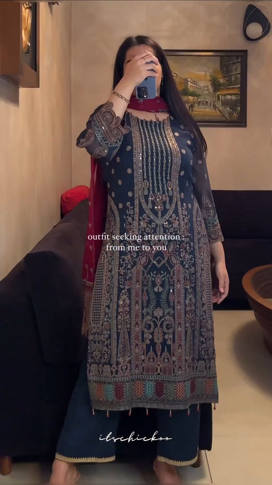 FAUX GEORGEET PAKISTANI DRESS