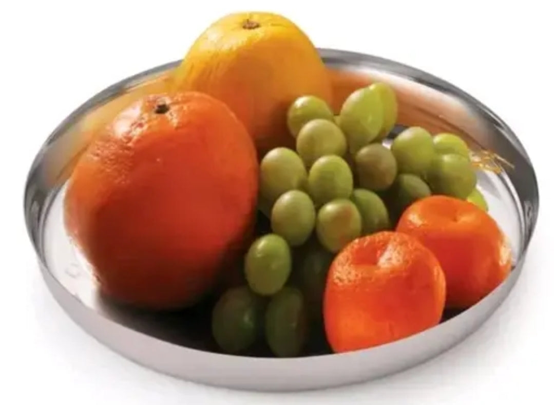 PLATE STAINLESS STEEL FOR LUNCH AND DINNER PRINTED BIG SIZE STEEL (1  pics )