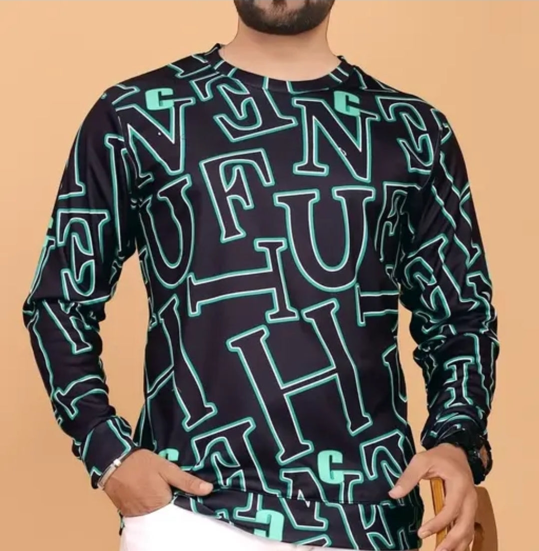 MEN'S PRINTED POLYESTER T SHIRT FULL SLEEVE