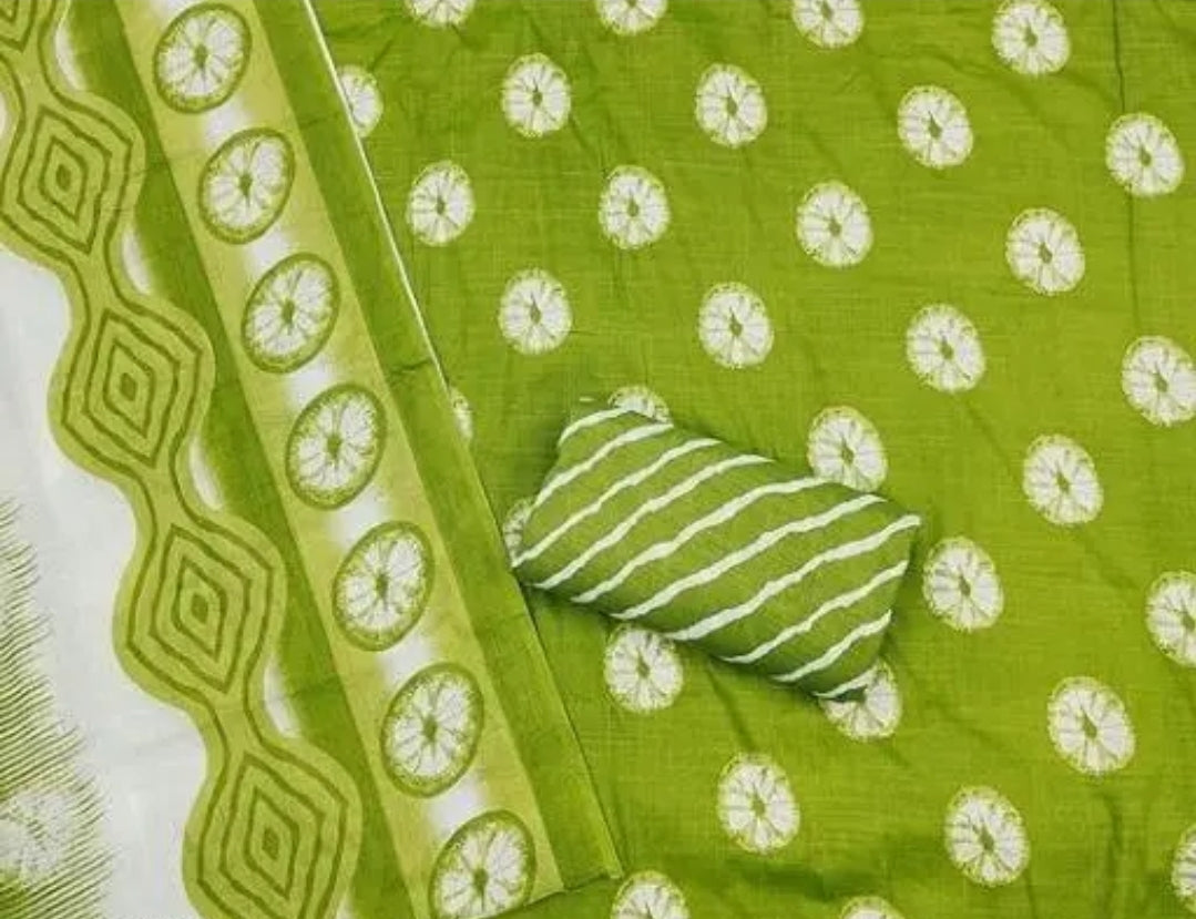 WOMEN/ GIRLS PURE COTTON PRINTED UNSTITCHED SUIT WITH LACE