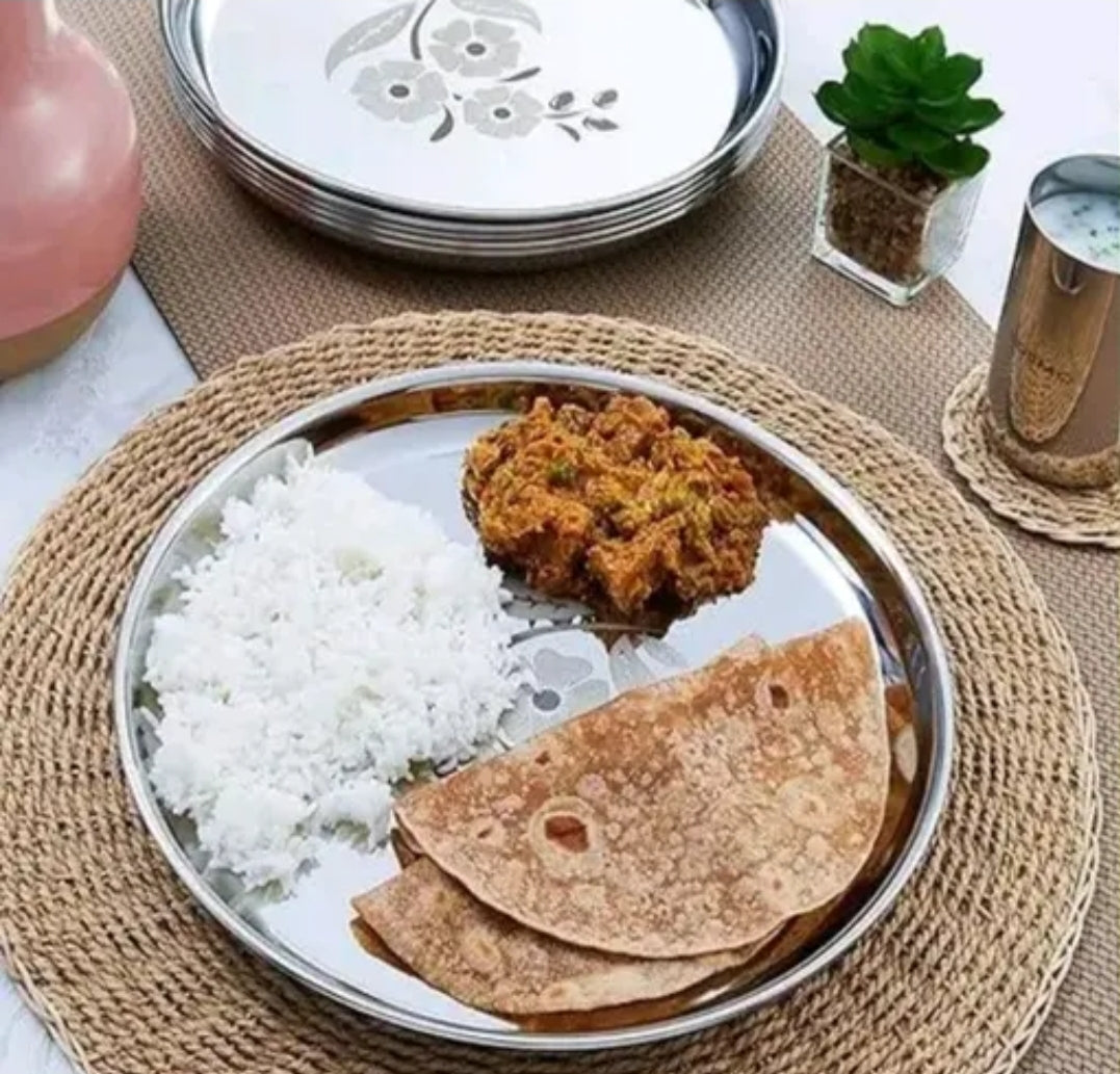 PLATE STAINLESS STEEL FOR LUNCH AND DINNER PRINTED BIG SIZE STEEL (1  pics )