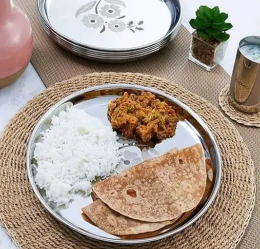 PLATE STAINLESS STEEL FOR LUNCH AND DINNER PRINTED BIG SIZE STEEL (1  pics )