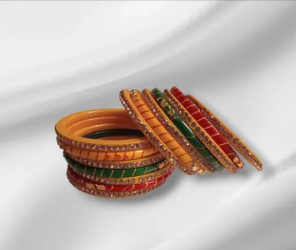 WOMEN INDIAN PLASTIC BANGLE SET  BEAUTIFUL WORK