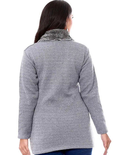 WOMEN WINTER SWEATER WITH PUFF COLAR SWEATER
