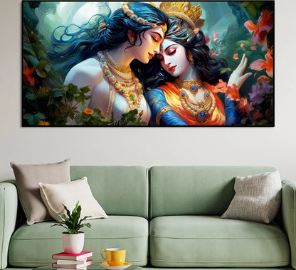 DIGITAL PRINTED HEAVY WALL HANGING BEAUTIFUL RADHA KARISHNA PAINTING