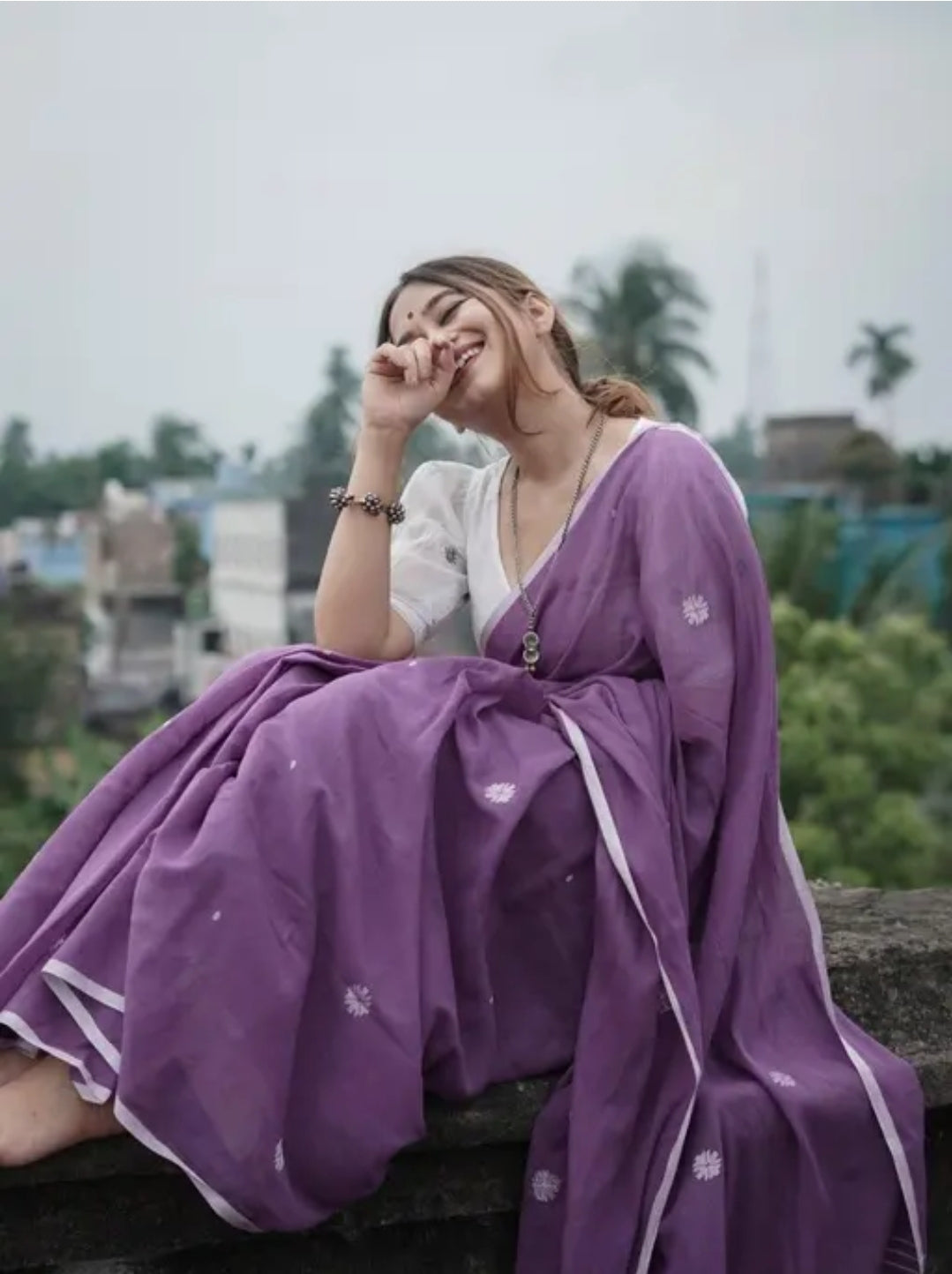 WOMEN LATEST DESIGNERS PRINTED COTTON SAREE WITH BLOUSE