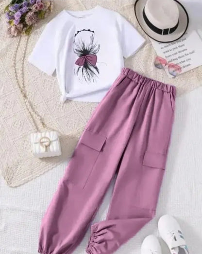 CASUAL POLYESTER COLLAR V - NECK REGULAR WOMEN TOP WITH LOWER