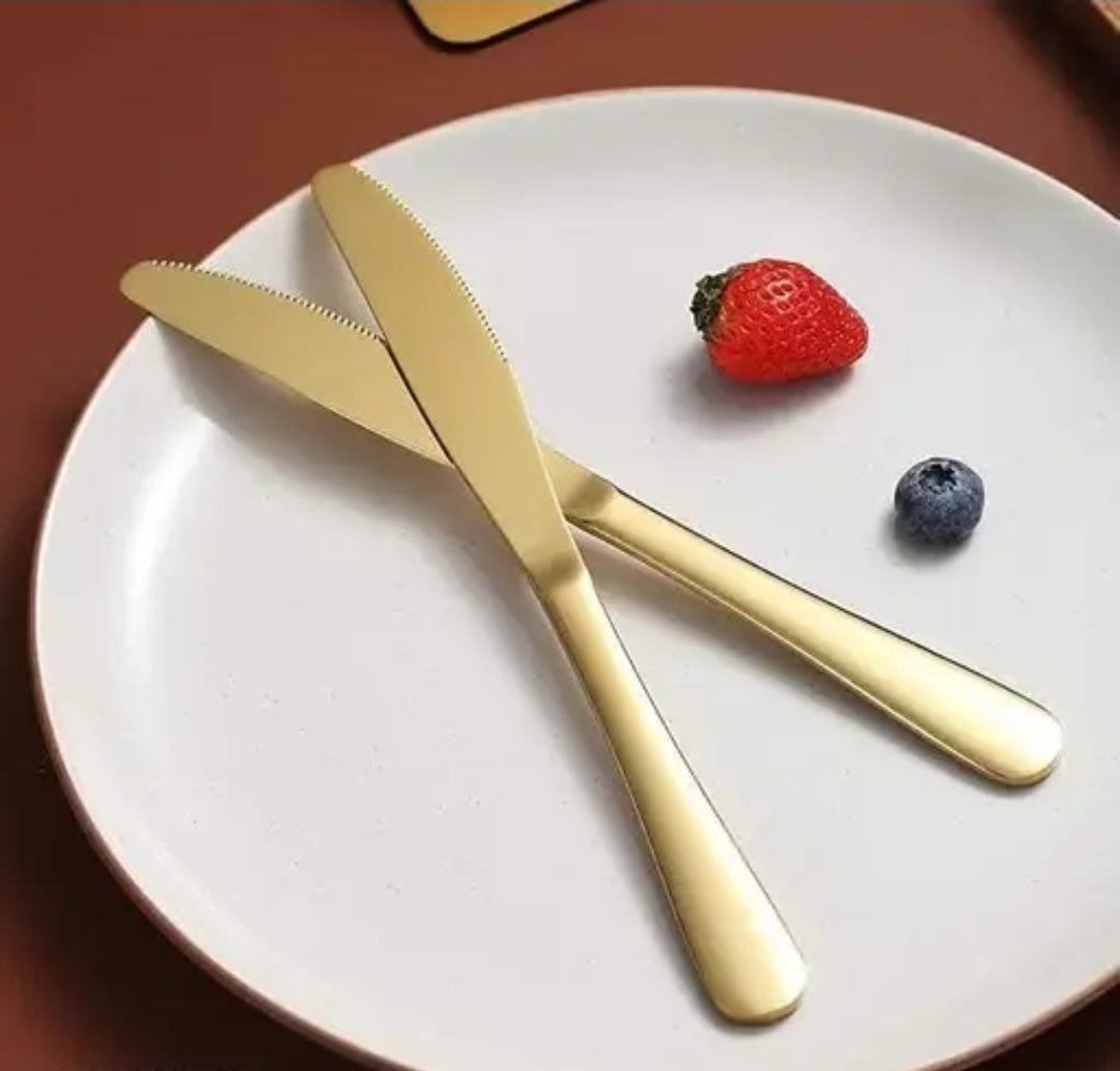 LUXURY STAINLESS STEEL BUTTER KNIFE SET OF 2 PICS