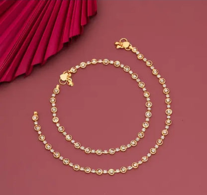 GIRLS AND WOMEN ARTIFICIAL ANKLET SET BEAUTIFUL GOLDEN WORK