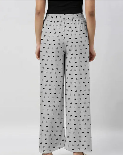 WOMEN GREY/ BABY PINK PACK OF 2 PRINTED PURE COTTON PAJMA