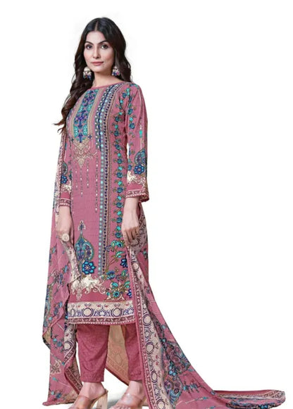 WOMEN PRINTED SILK  SUIT & DRESS MATERIAL WITH DUPATTA