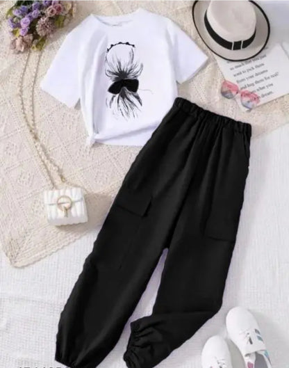 CASUAL POLYESTER COLLAR V - NECK REGULAR WOMEN TOP WITH LOWER