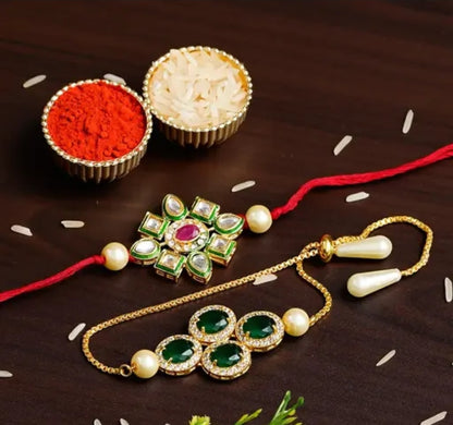 TRENDY RAKHI BHAI- BHABHI FOR FESTIVAL BEAUTIFUL HAND RAKHI BAND