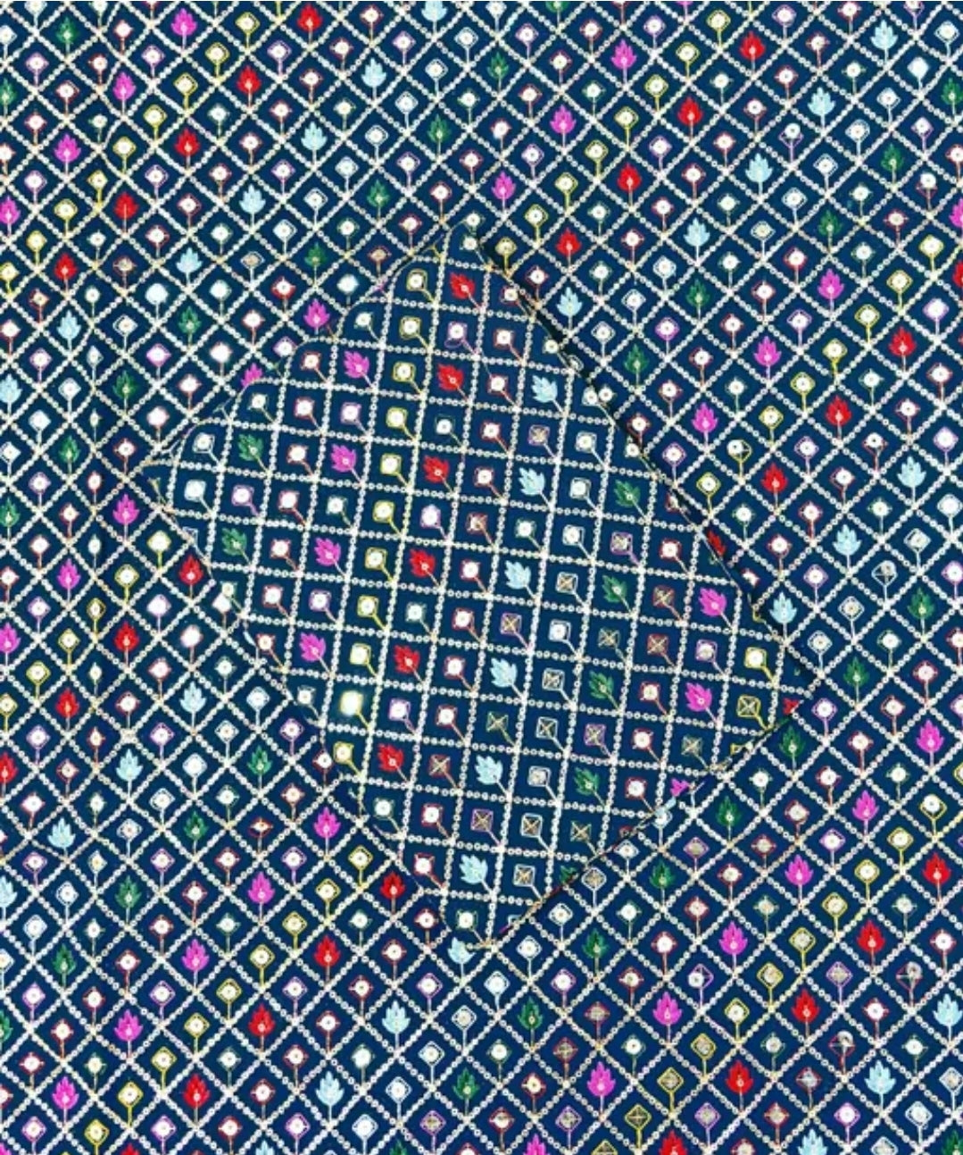 WOMEN'S HEAVY MIRROR WORK FABRIC BLOUSE AND SKRIT FABRIC