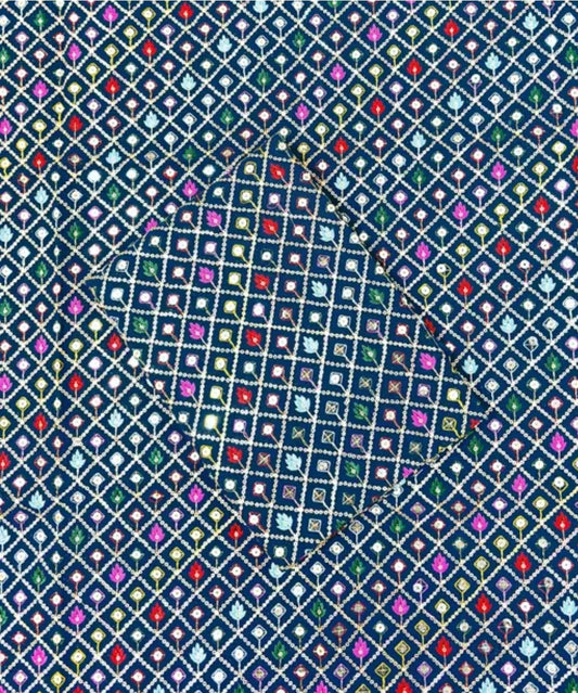 WOMEN'S HEAVY MIRROR WORK FABRIC BLOUSE AND SKRIT FABRIC