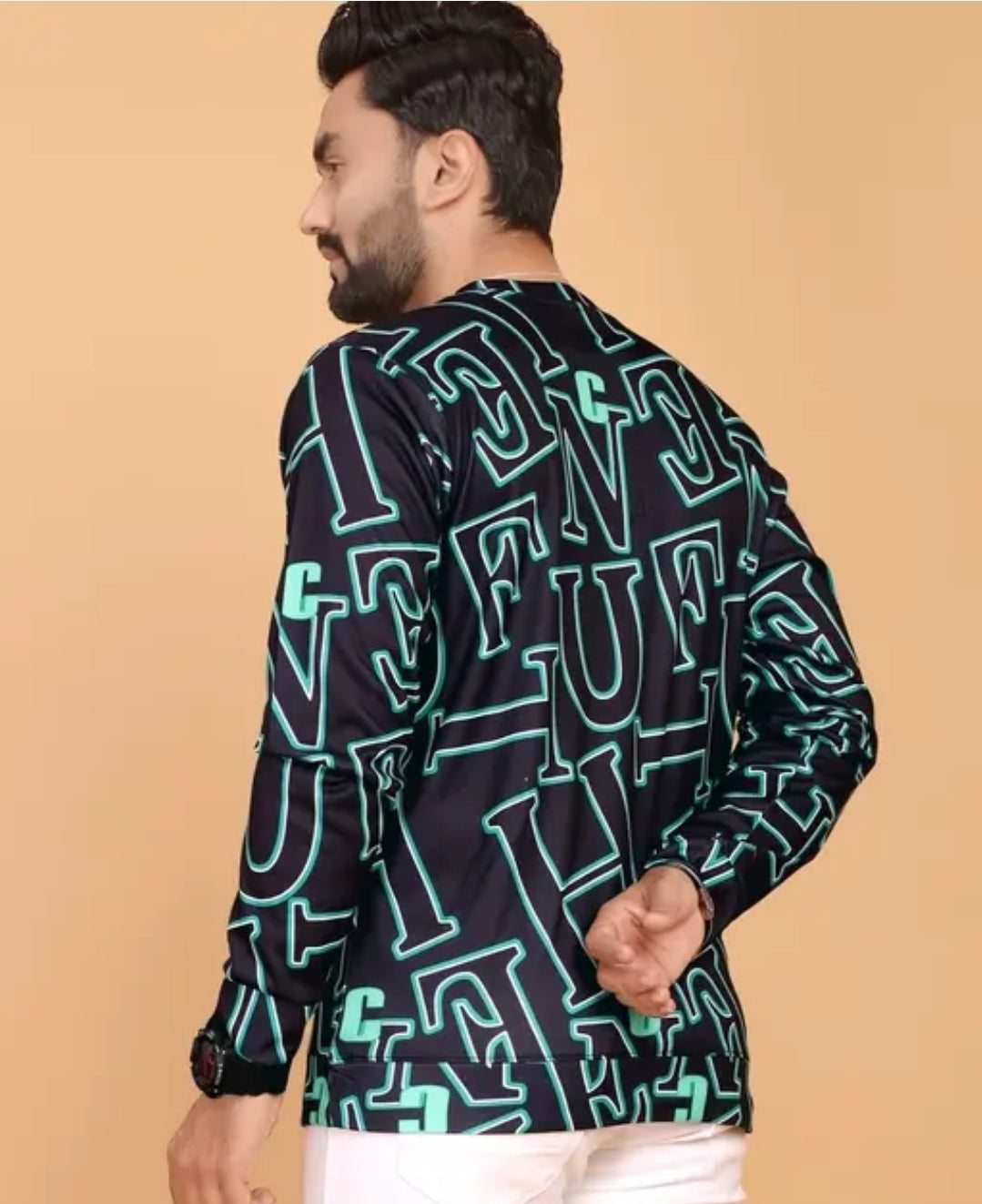 MEN'S PRINTED POLYESTER T SHIRT FULL SLEEVE