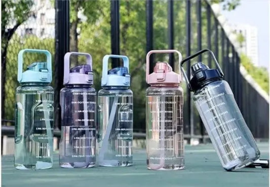 2 LT CAPACITY BELT STRAW TRANSPARENT MOTIVATIONAl WATER BOTTLE
