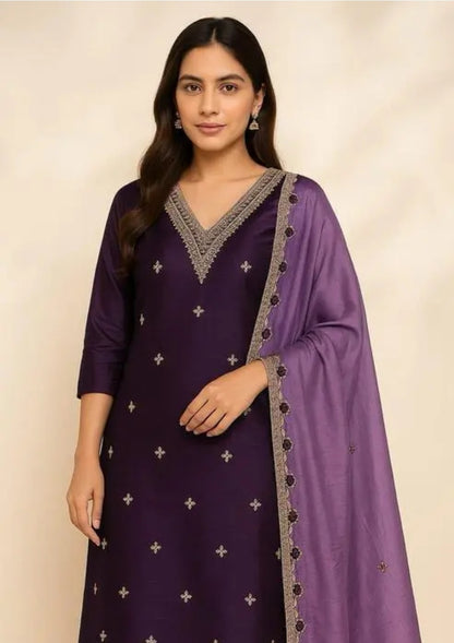 WOMEN/ GIRLS PURE COTTON PRINTED UNSTITCHED SUIT WITH LACE