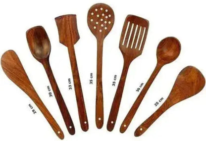 KITCHEN WOODED SERVING SPOONS UTENSILS SET